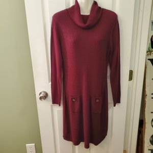maroon cowl neck sweater dress